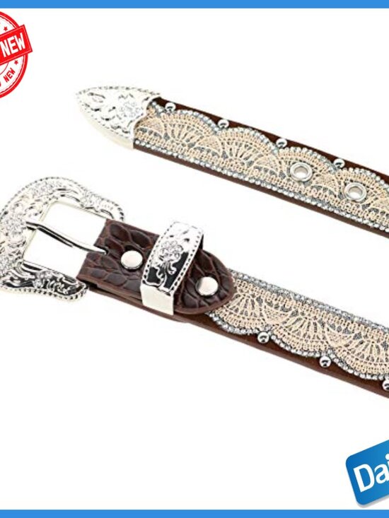 Western Lace Overlay Belt Size XL 1.25 Inch Width Dry Clean main image 2